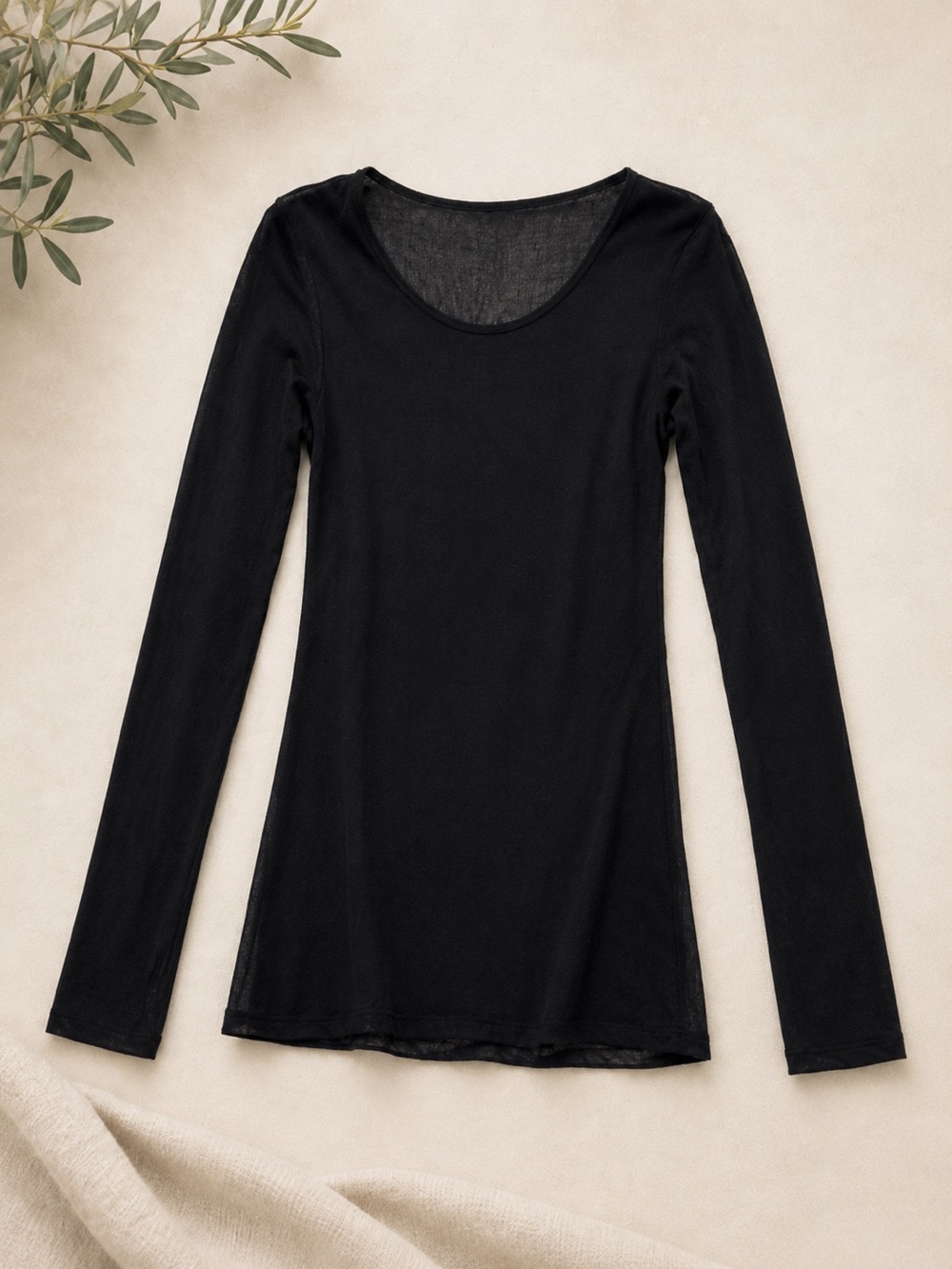 FLAX Sheer Layering Top – NWOT – Size Small – Black – Made in USA